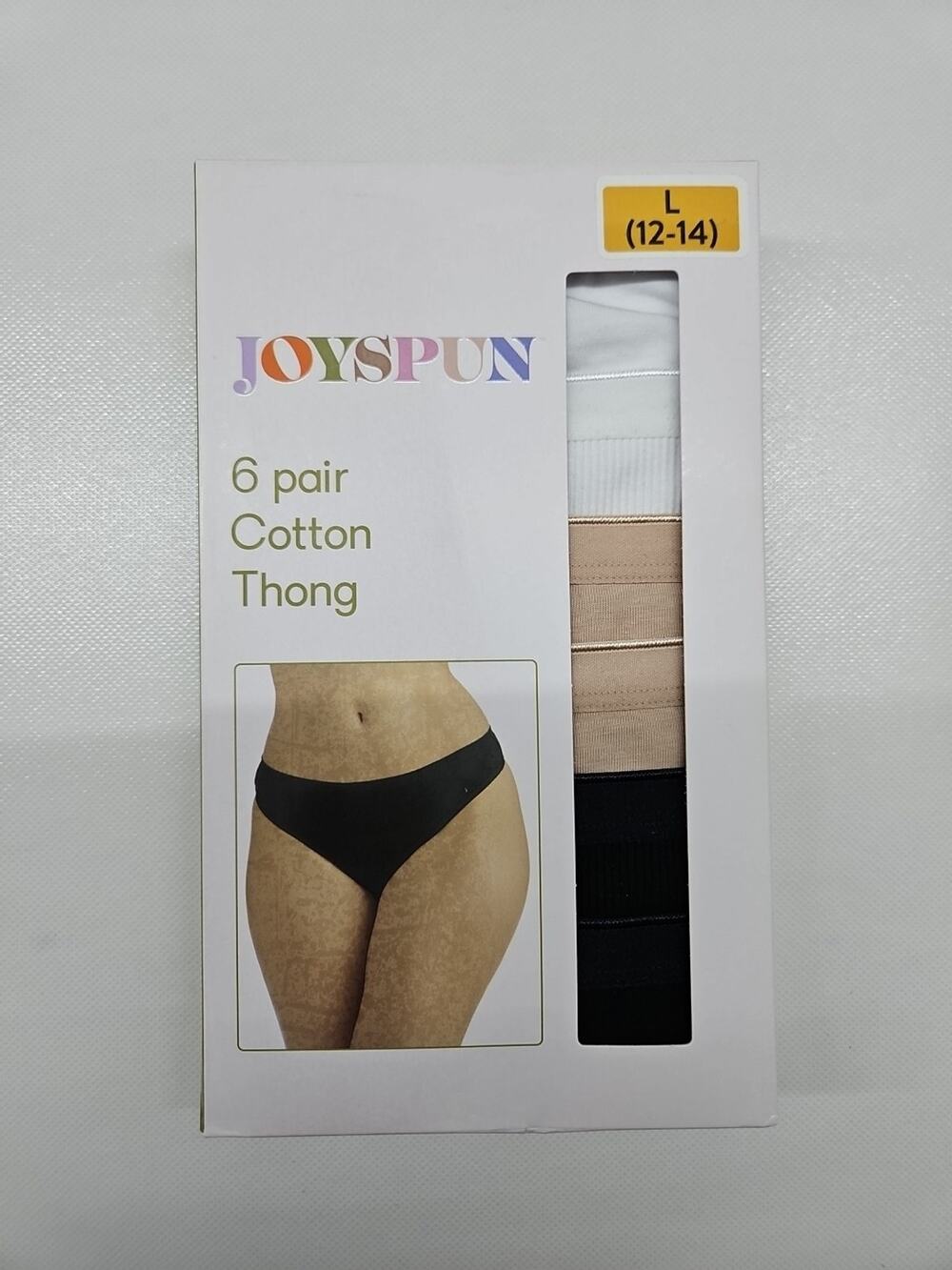 Joyspun Woman's Thong Cotton Size Large Multicolor 6-pack New